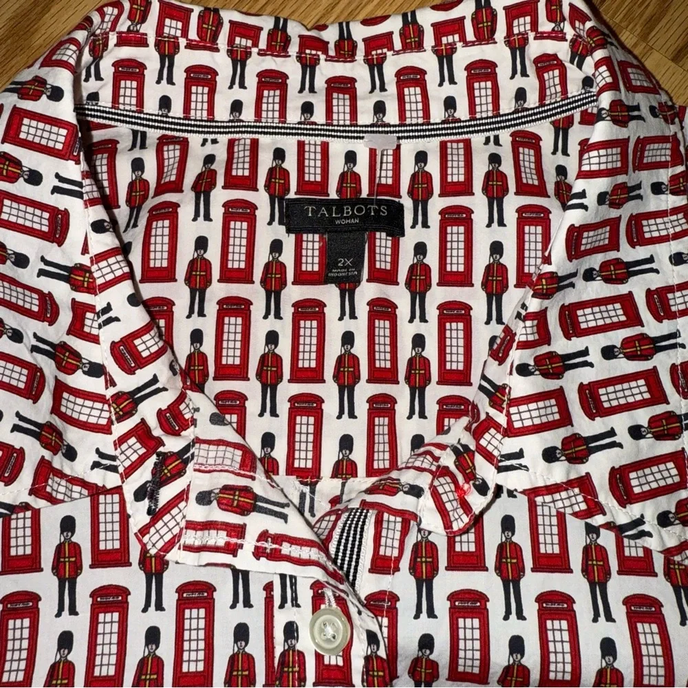 Talbots London Palace Guard Patterned Button Down Shirt size‎ 2X - Picture 3 of 8